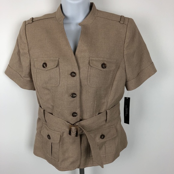 Tahari Tops - Tahari Women’s Button Down Top Size 8 Beige GB8